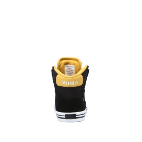 Kids Supra High Top Shoes VAIDER Black/Golden/white | AU-54154